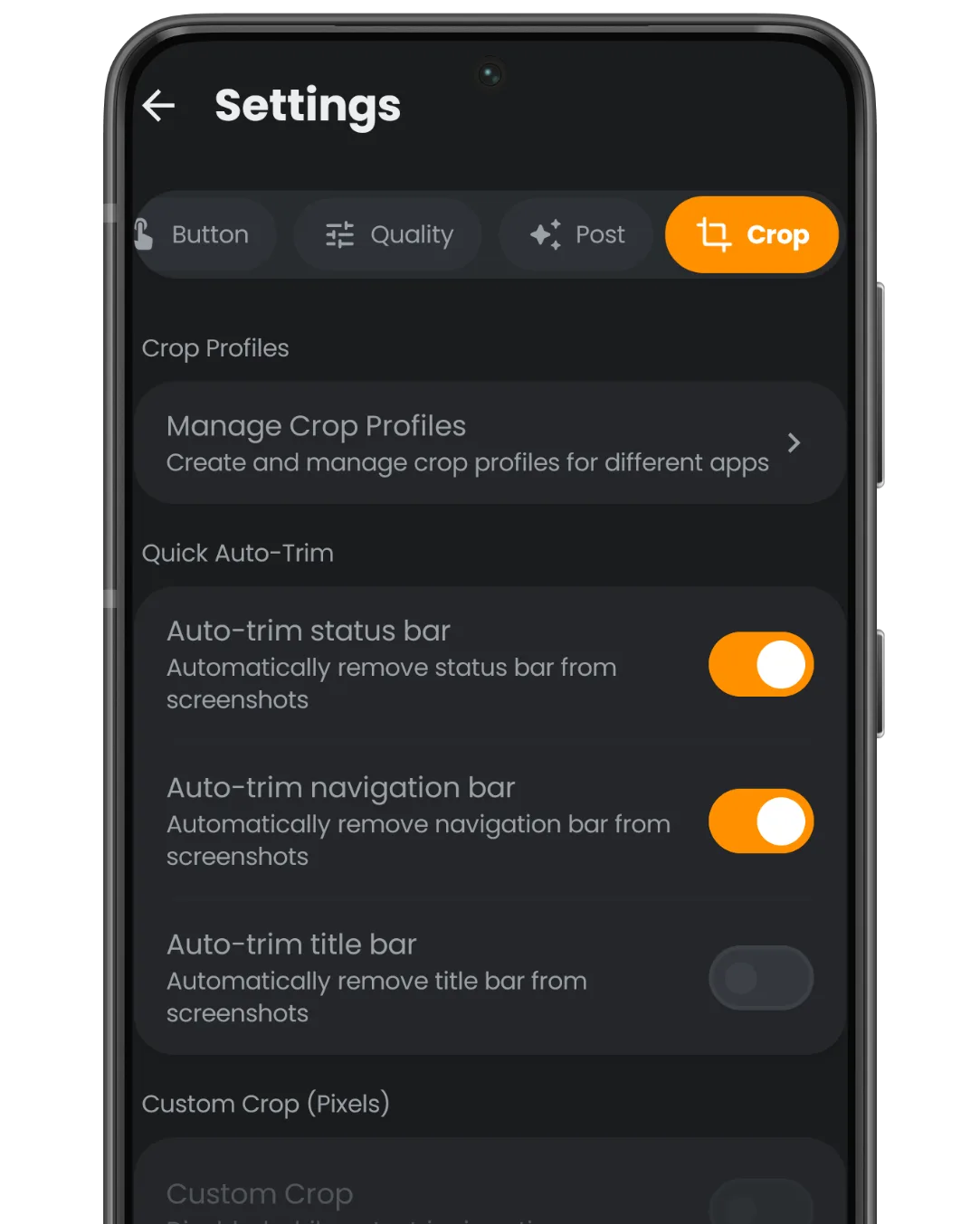 Extensive Settings & Privacy-First